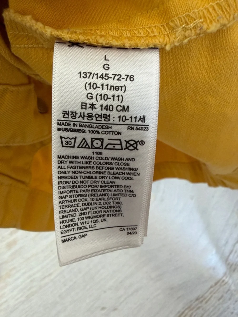 Gap Girls' Yellow Button-Front Overall Dress